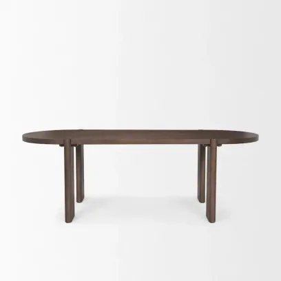 Sohan Dark Elm Oval Dining Table - Dimensions: 91.0L x 38.0W x 30.0H