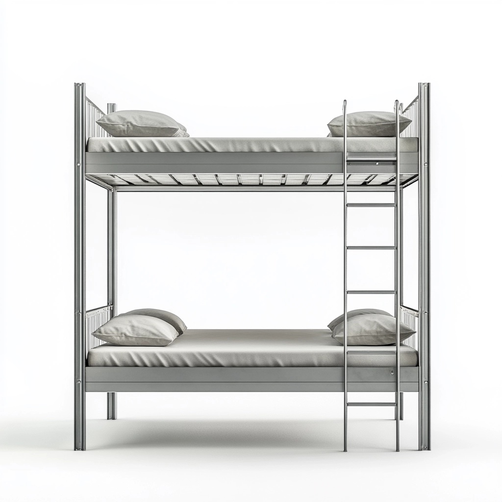 Litera de Metal Doble Tamaño Individual Plateado para Dormitorio