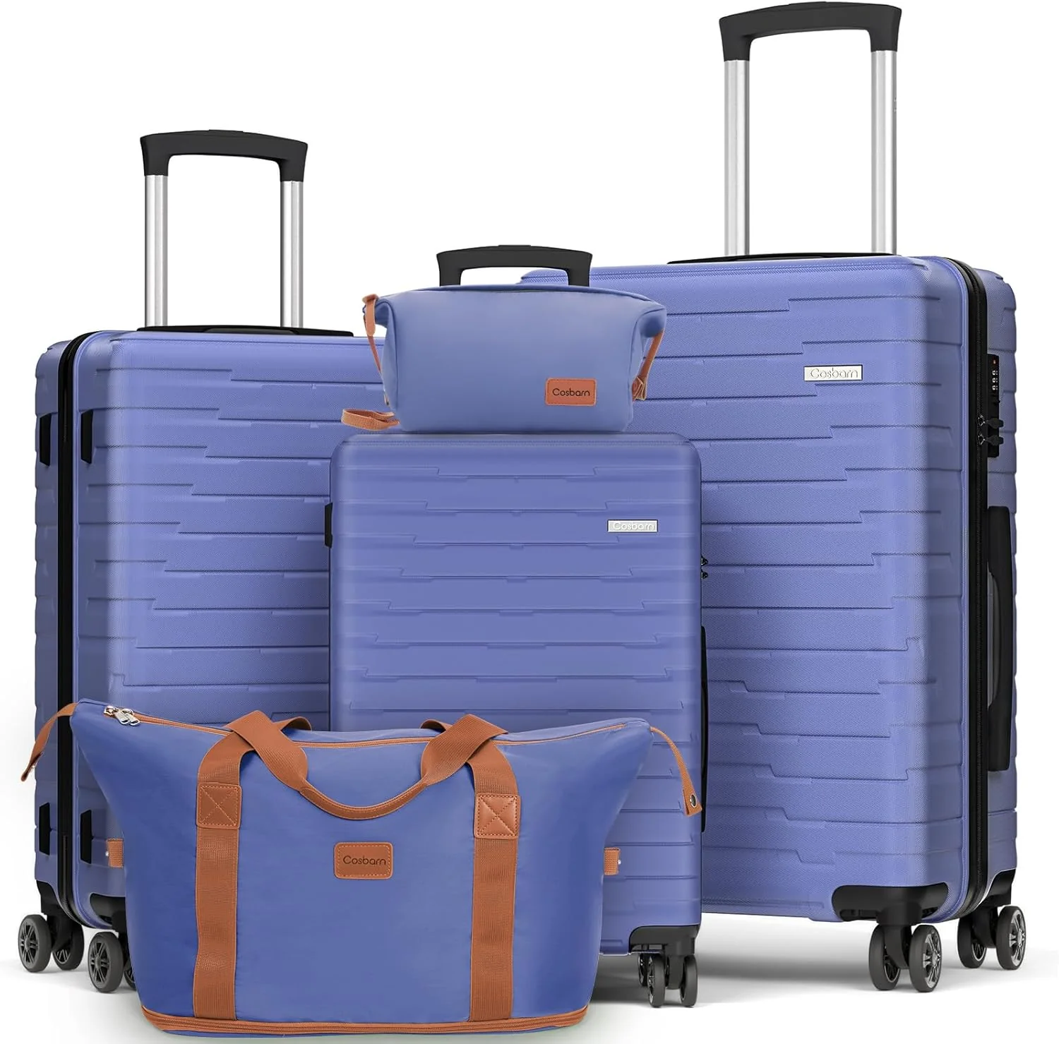 5-piece luggage set with wheels, ABS hardshell suitcase with spinner wheels