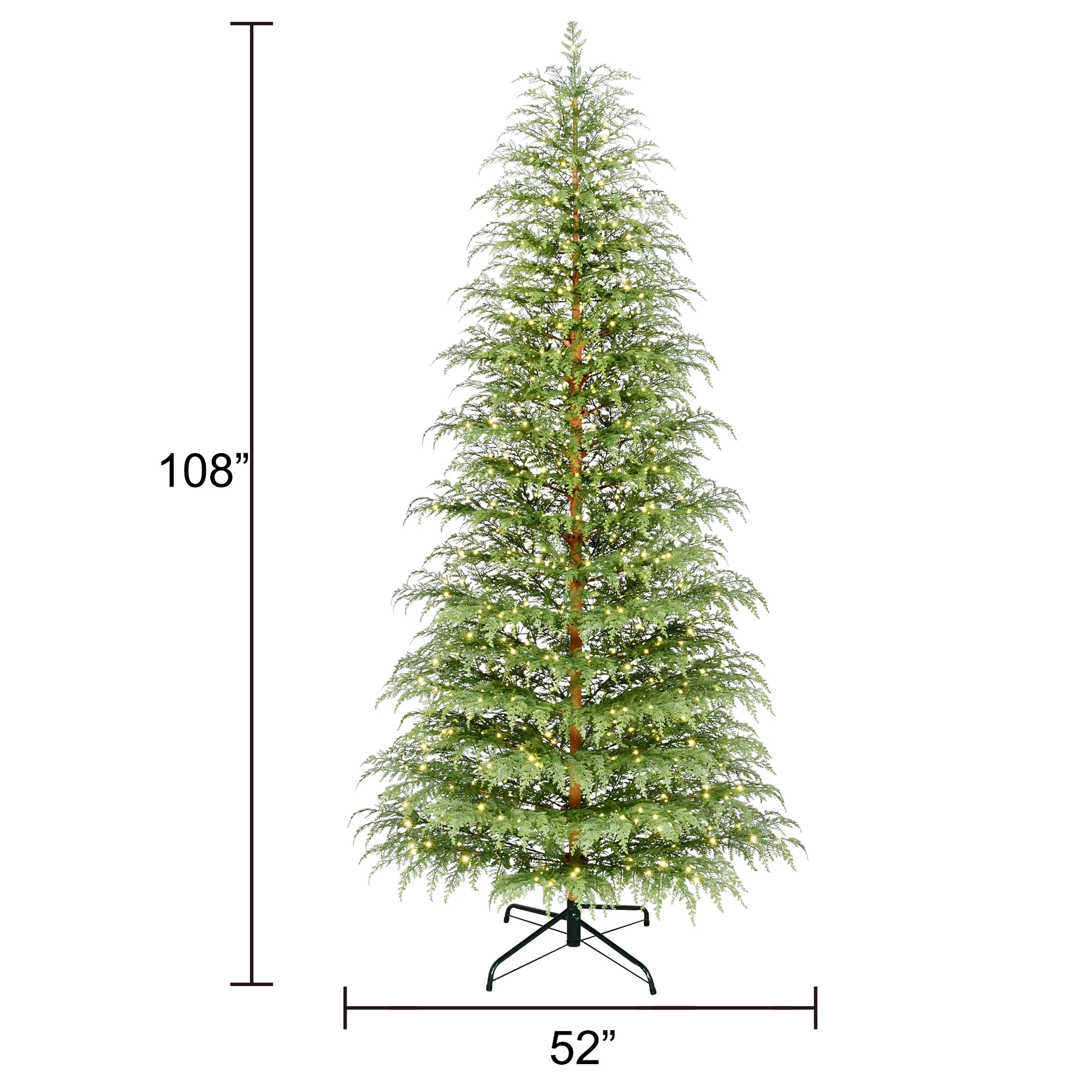 9' Pre-Lit Green Cypress Artificial Christmas Tree with 600 Warm White Twinkle LED Lights, by My Texas House - Image 5