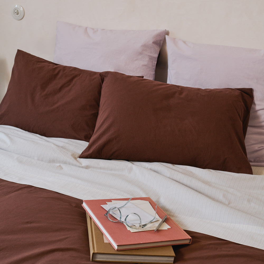 Taie d'oreiller en percale de coton - Marron Cargo
