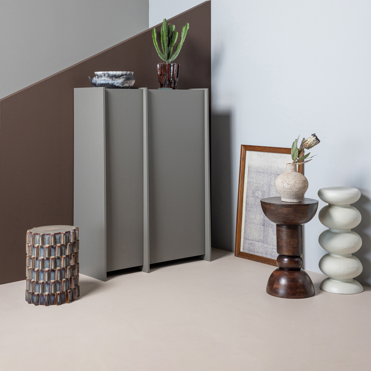 WOOOD Brilo Bijzettafel - Metaal - Creme - 69x29x29