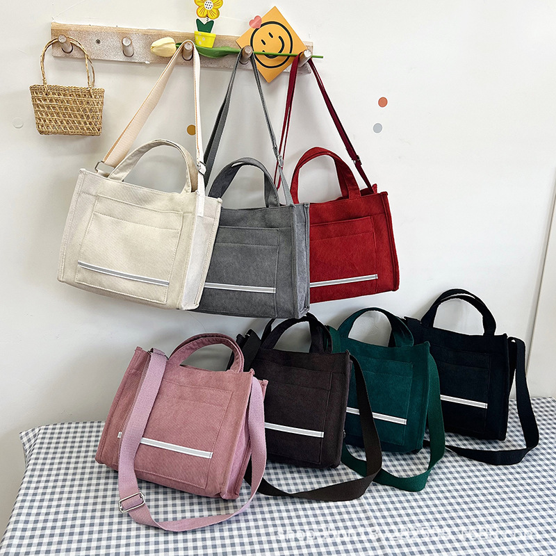 Women's Corduroy Bag 2024 New Small Square Bag Japanese Sweet Style Personalized Handbag Shoulder Crossbody Bag Wholesale