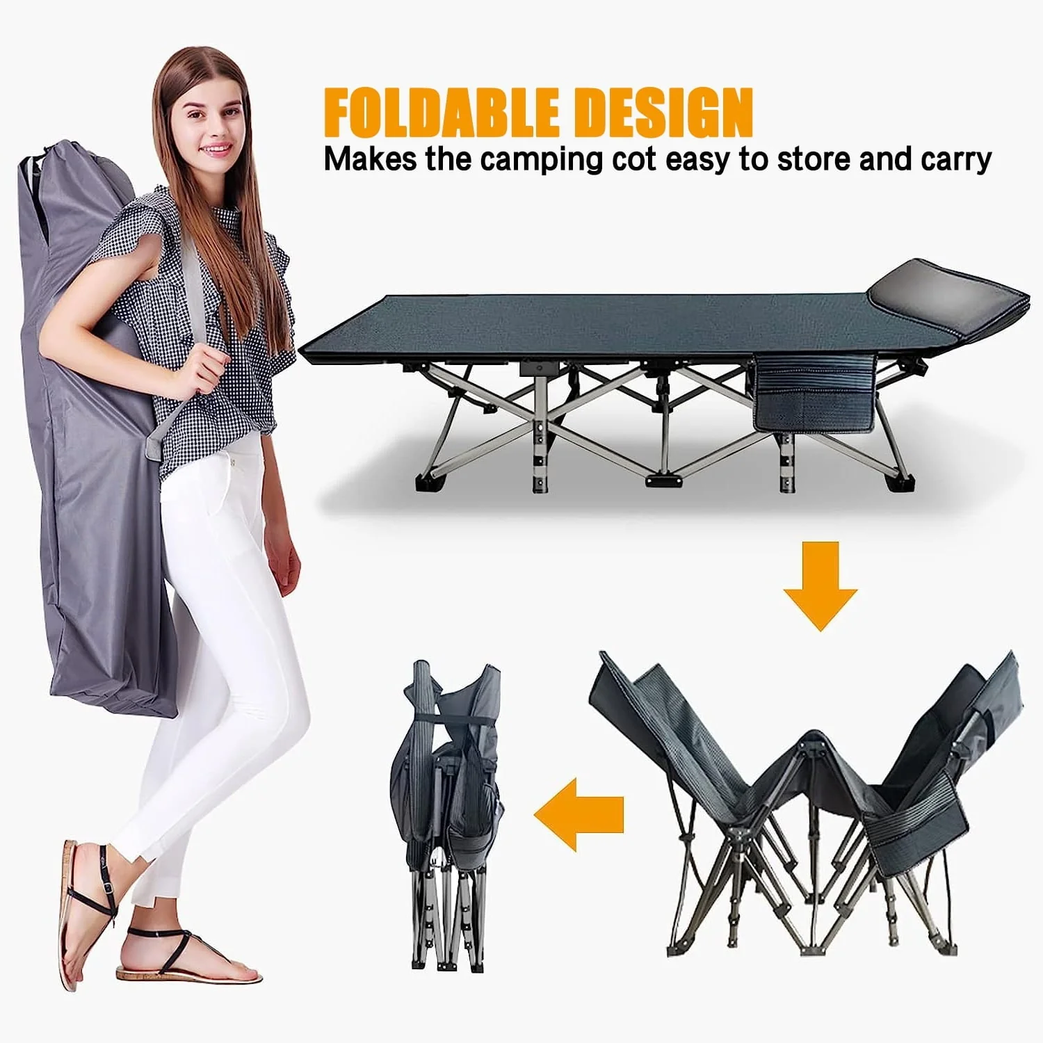 SUGIFT 2 Pack Portable Folding Beds for Adults, Heavy Duty Outdoor Bed with Carry Bag - Image 5