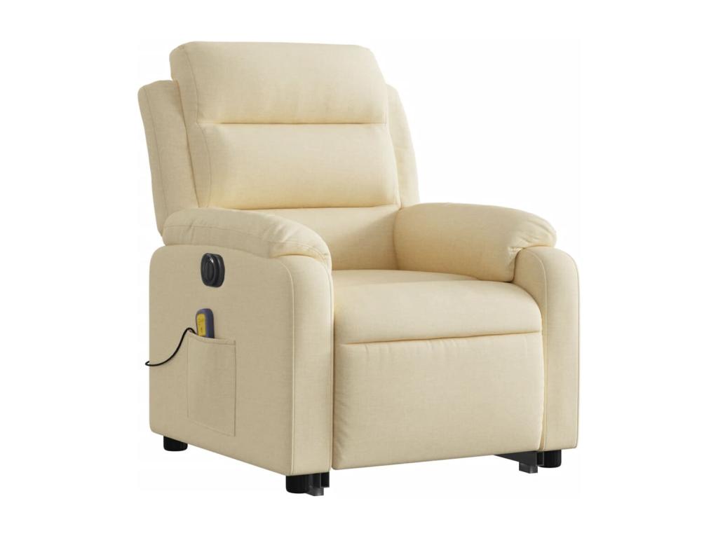 Sillón de masaje eléctrico reclinable elevable tela crema