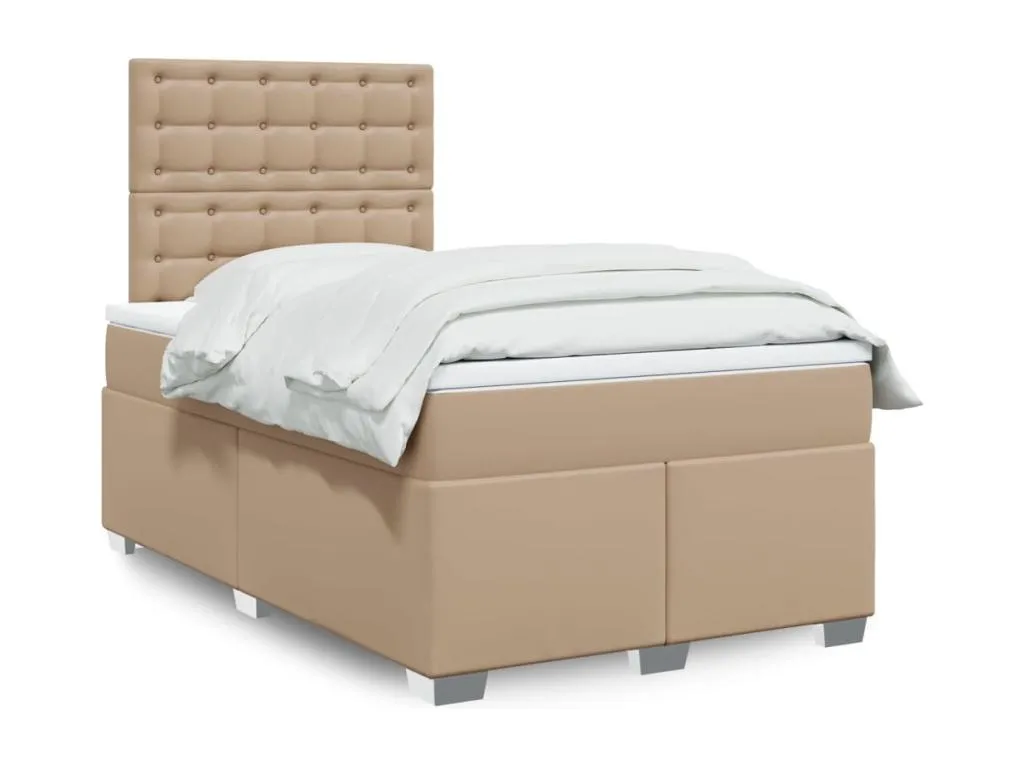Cama box spring con colchón cuero sintético capuchino 80x200 cm vjp3731542