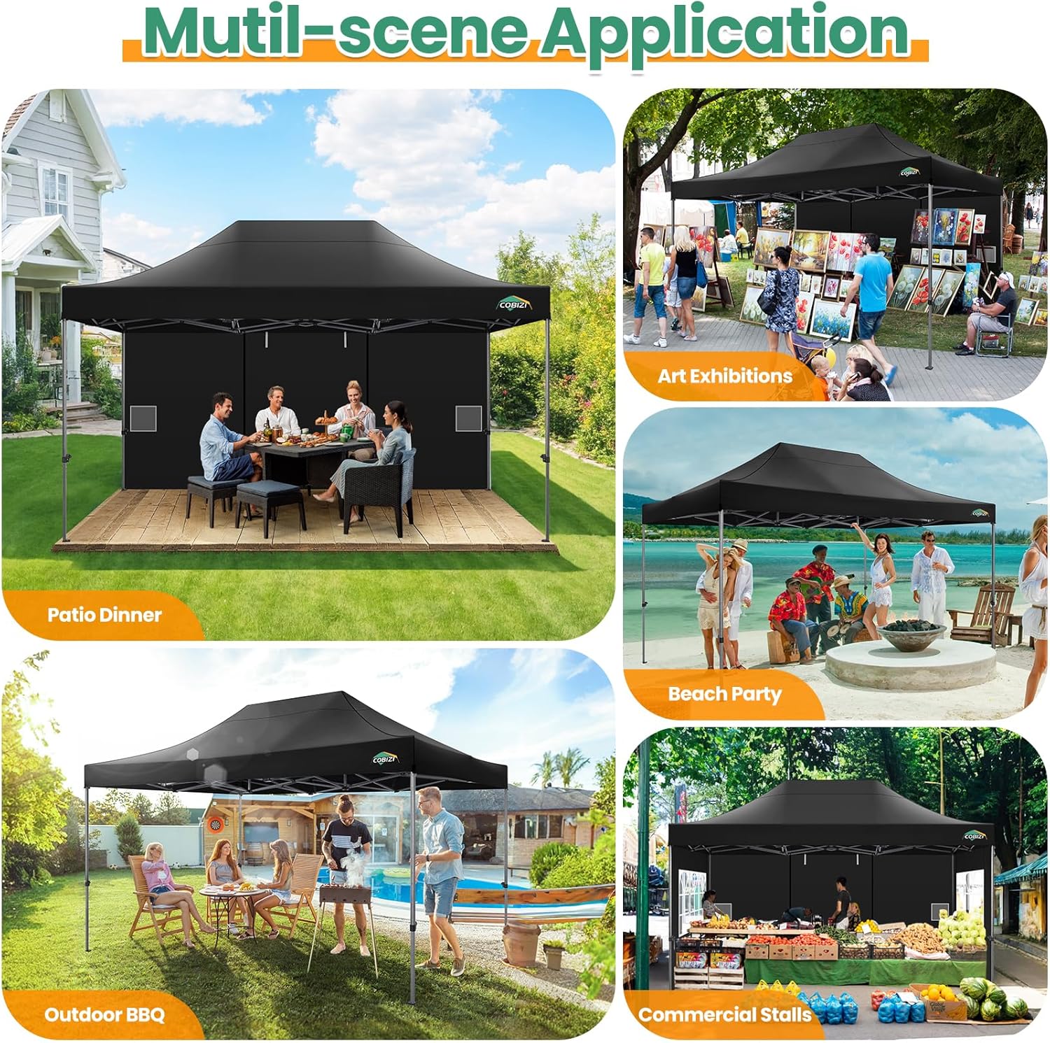 COBIZI 10x20 Heavy Duty Pop up Canopy Tent 6 sidewalls Commercial Canopy Wedding Party Tents