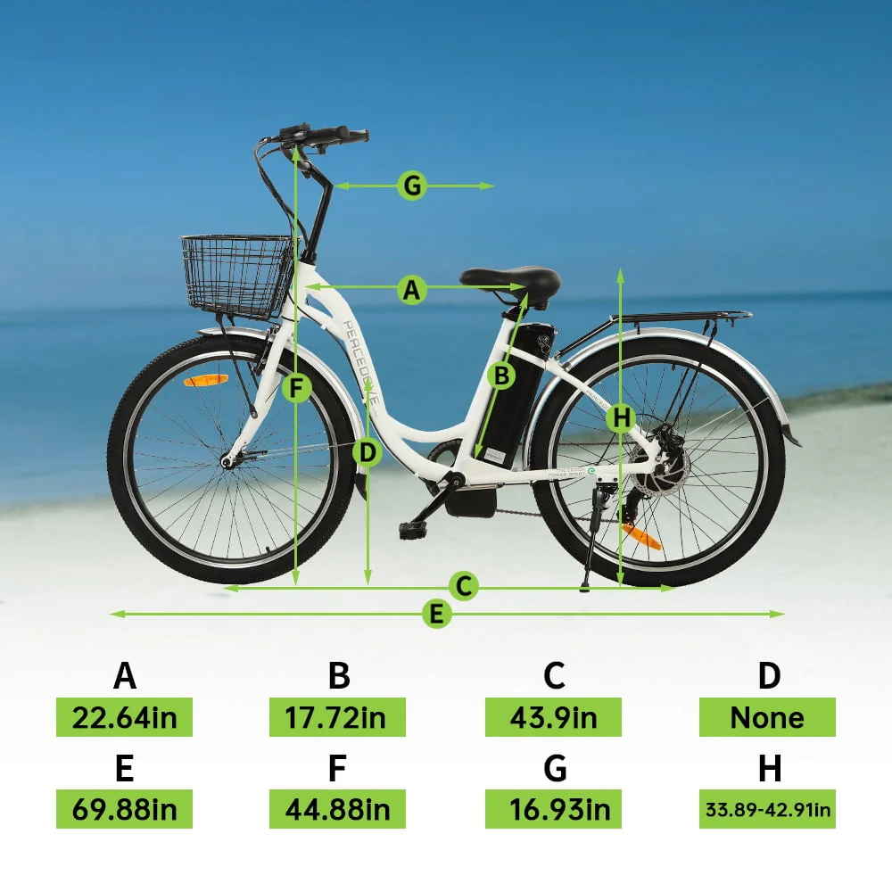 26 Inch 36V 10AH 350W City Bike Electric Bicycle e-bike White with Basket 7 Speed Step Through Commuter for Women Girls - Image 2