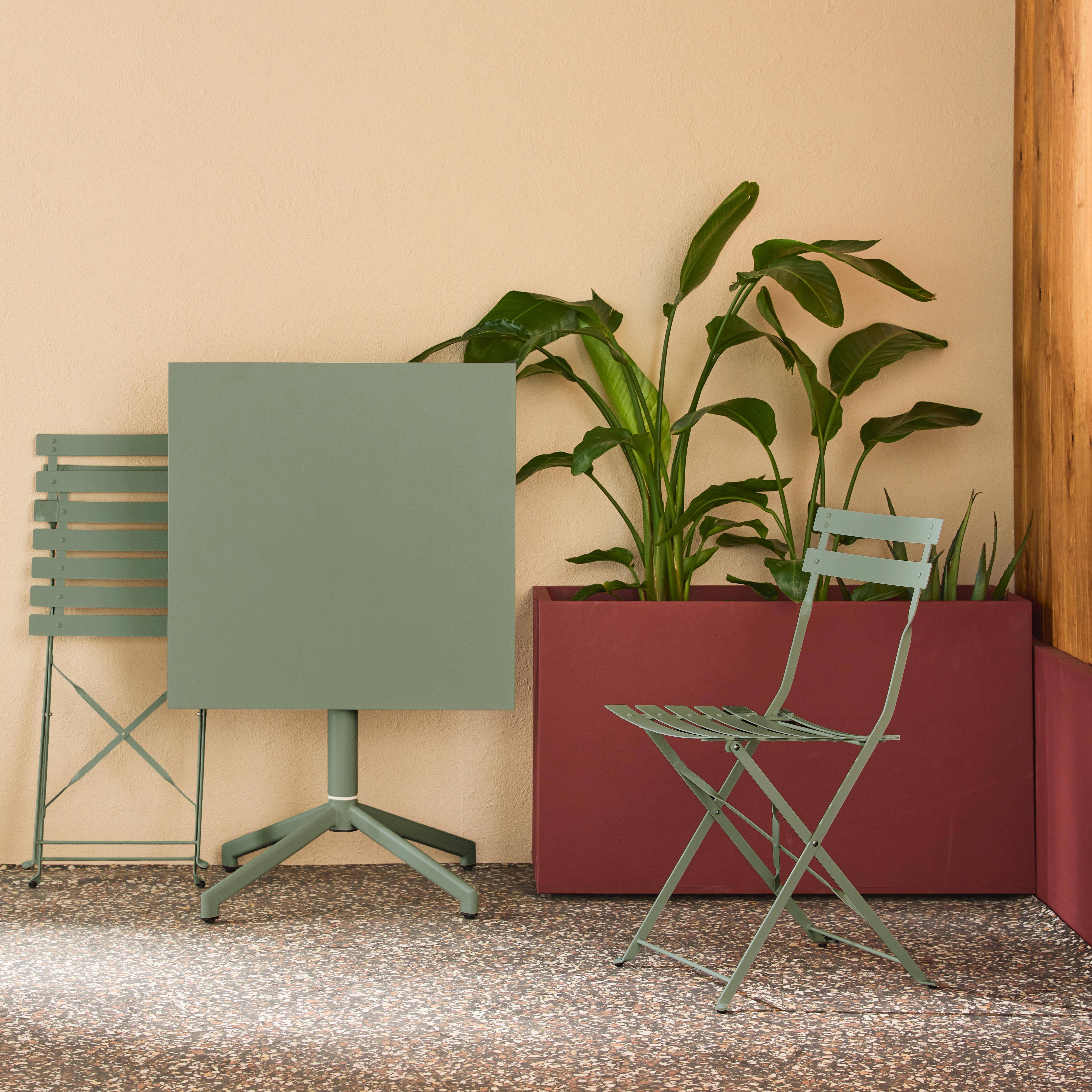 Chiara - Mesa de jardín bistró plegable de metal con 2 sillas