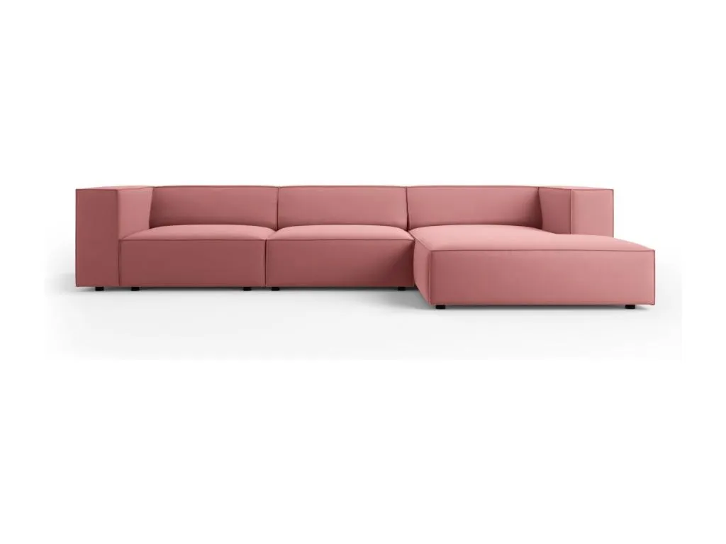 Sancaldeco - Sofá esquinero derecho Sancaldeco 4 plazas de terciopelo salmón - 284x166x70cm 48656HXQR
