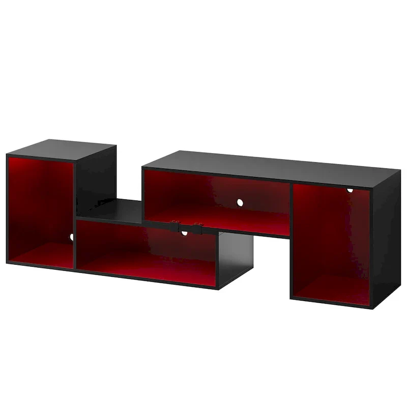 Modern Modular TV Stand with LED Lighting & Open Storage