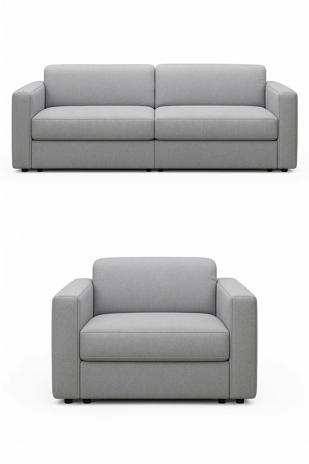 Conjunto sofás moderno 2+1 plazas en tejido gris claro