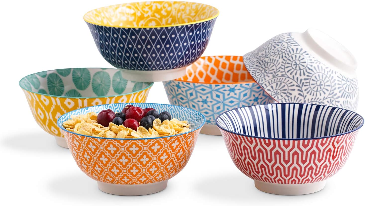 Selamica Porcelain Ice Cream Bowls Set of 6, Small Bowls, Ceramic bowls for Dessert, Ice Cream, Variety of Colors