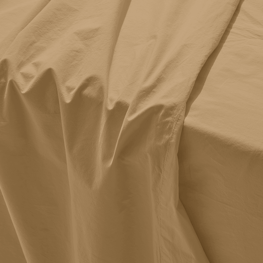 Drap plat en percale de coton - Brun Sarrasin