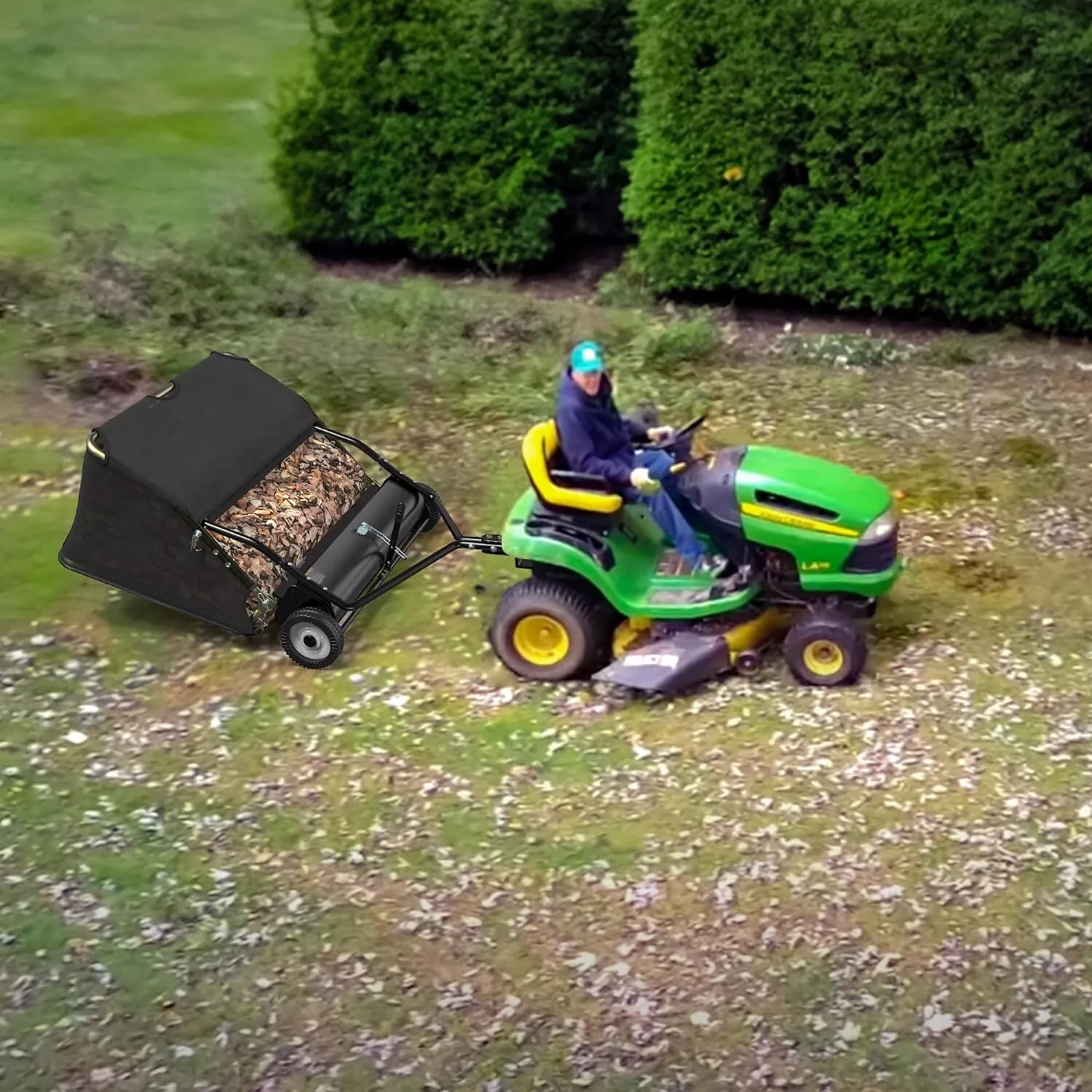 Dextrus 42 in Tow Behind Lawn Sweeper Leaf Collector for Garden Grass Lawn 12 Cu ft Capacity Tractor assembly - Image 10