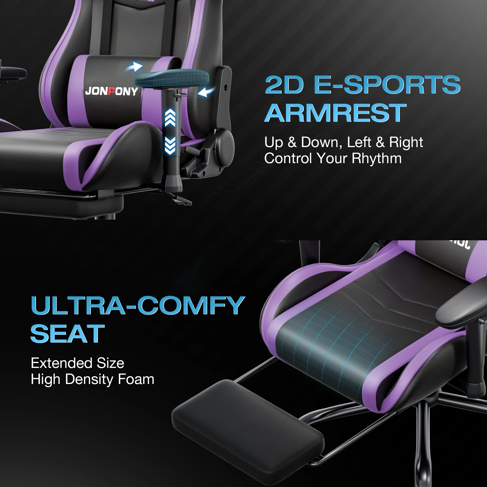 JONPONY Big and Tall 500LBS Gaming Chair, Ergonomic Design, Gamer Chair PU Leather with Footrest and Lumbar Support, High Back Office Chair Support 8 Hours Long Sitting, Computer Chair,Red - Image 43