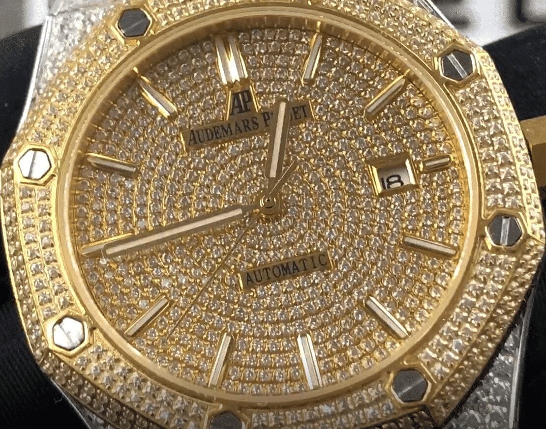 Replica Audemars Piguet Royal Oak Iced Out Yellow Gold