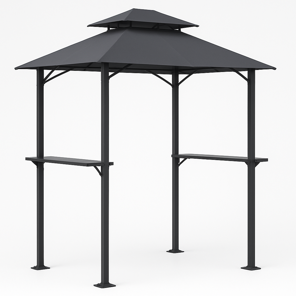 Casetas barbacoa antracita acero exterior 240x150x300cm
