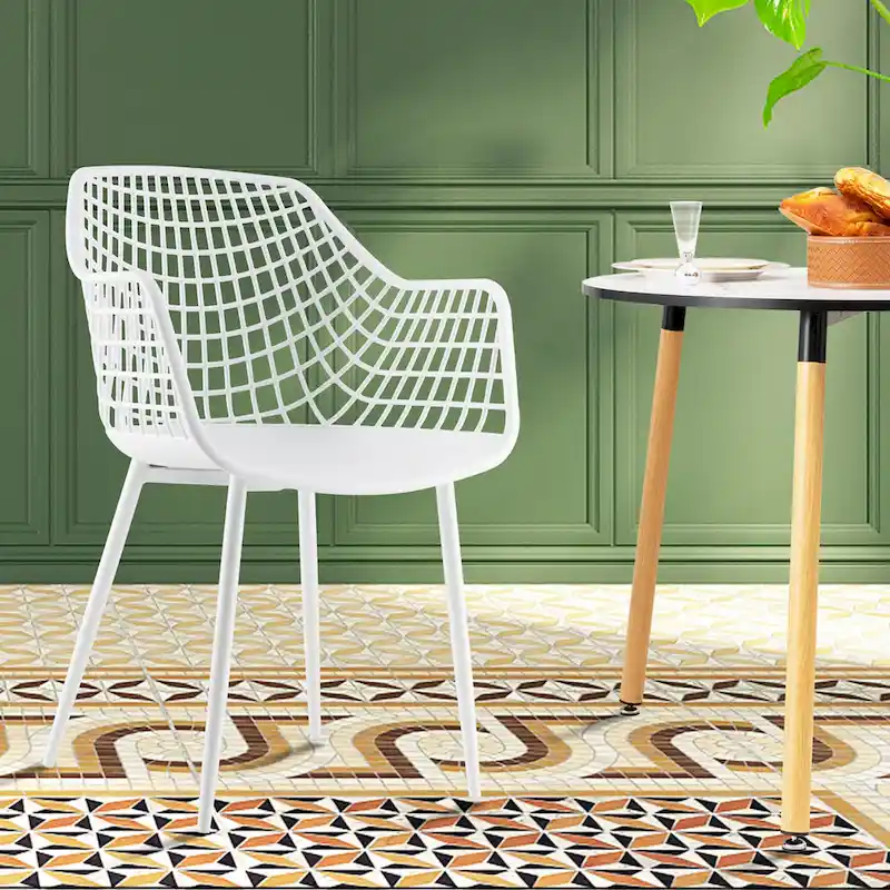 Set of 4 Modern Plastic Shell Dining Chairs with Metal Legs by Costway
