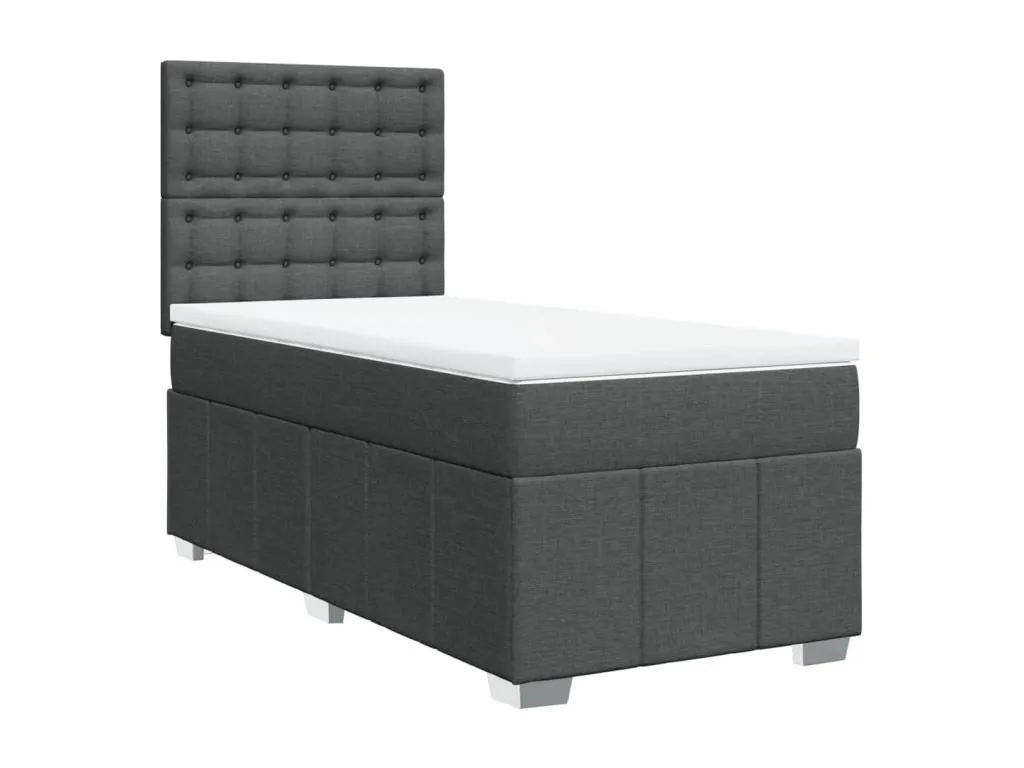 Cama box spring con colchón tela gris oscuro 80x200 cm bzb3519540