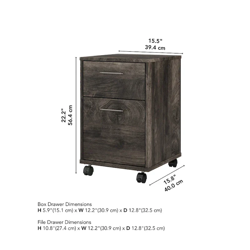 Bush Furniture Key West Mobile File Cabinet with 2 Drawers