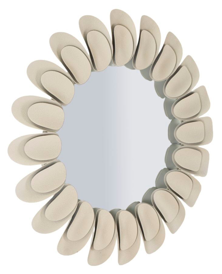 Crèmekleurige metalen wandspiegel, ø 85x6 cm
