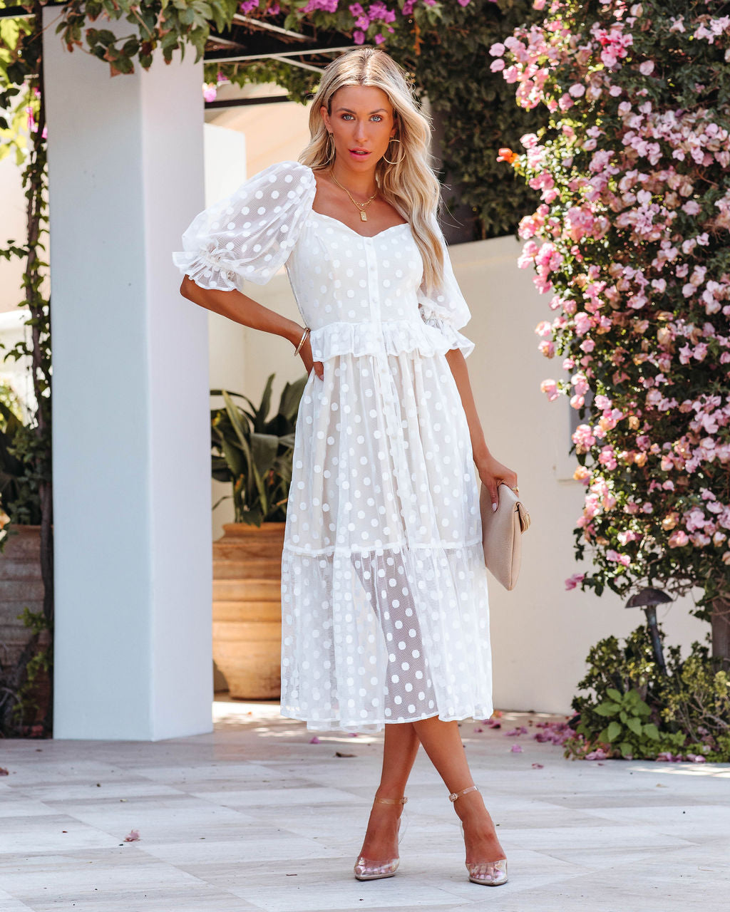 Celestina Polkadot Peplum Midi Dress - FINAL SALE - Se7enfashion