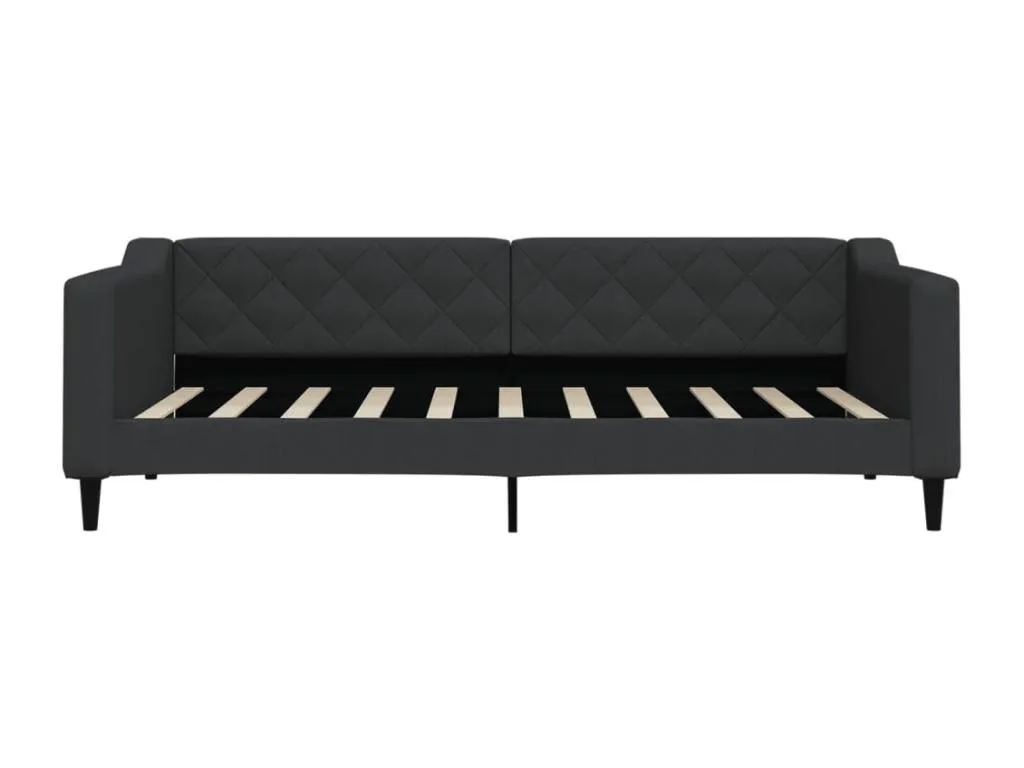 Sofá cama en tela negra 90x190 cm funcional y compacto