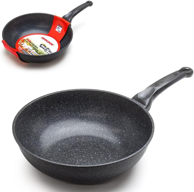 Joycook Durastone Marble Wok Pan Cast Aluminum 12