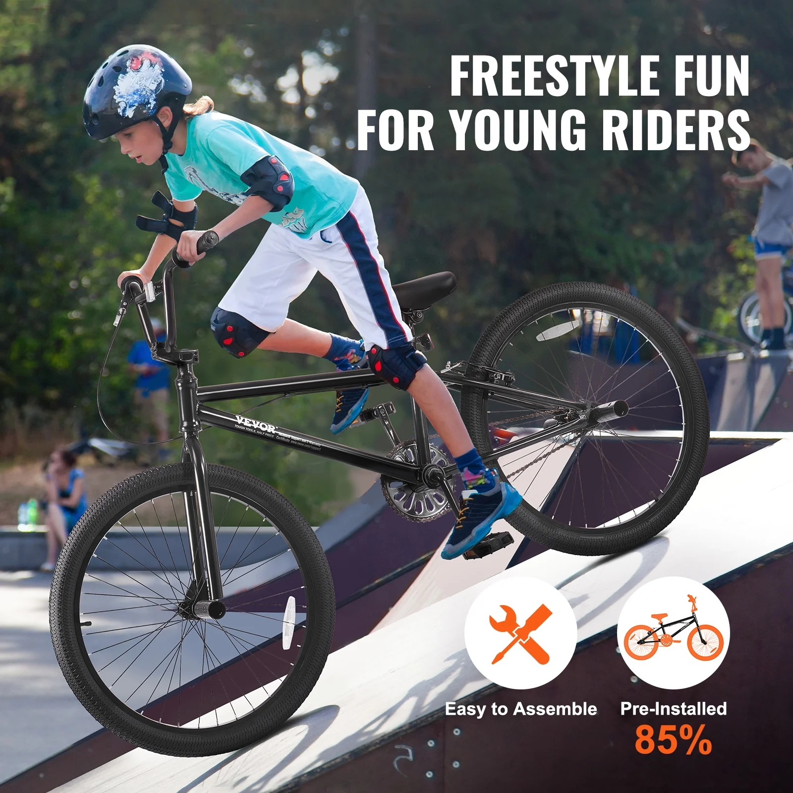 VEVOR BMX Bike, 24-Inch Wheel Freestyle Bike, BMX Race Bike with 4 Pegs, Beginner-Level BMX to Advanced Riders, BMX Bicycles for Teen Adult Men Women, Durable Hi-Ten Steel Frame, Easy to Assemble - Image 6