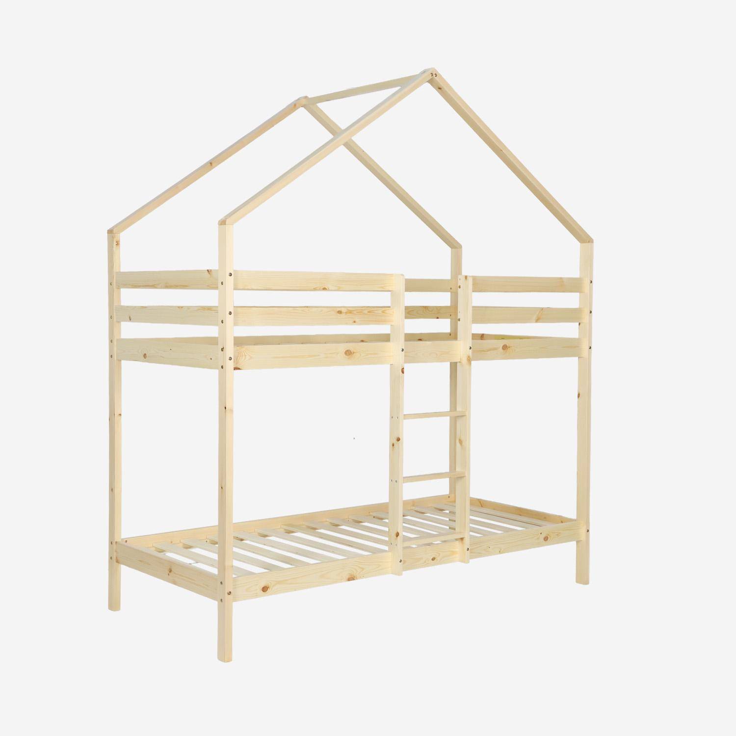 Roya - Litera infantil cabaña de pino natural, 90cm