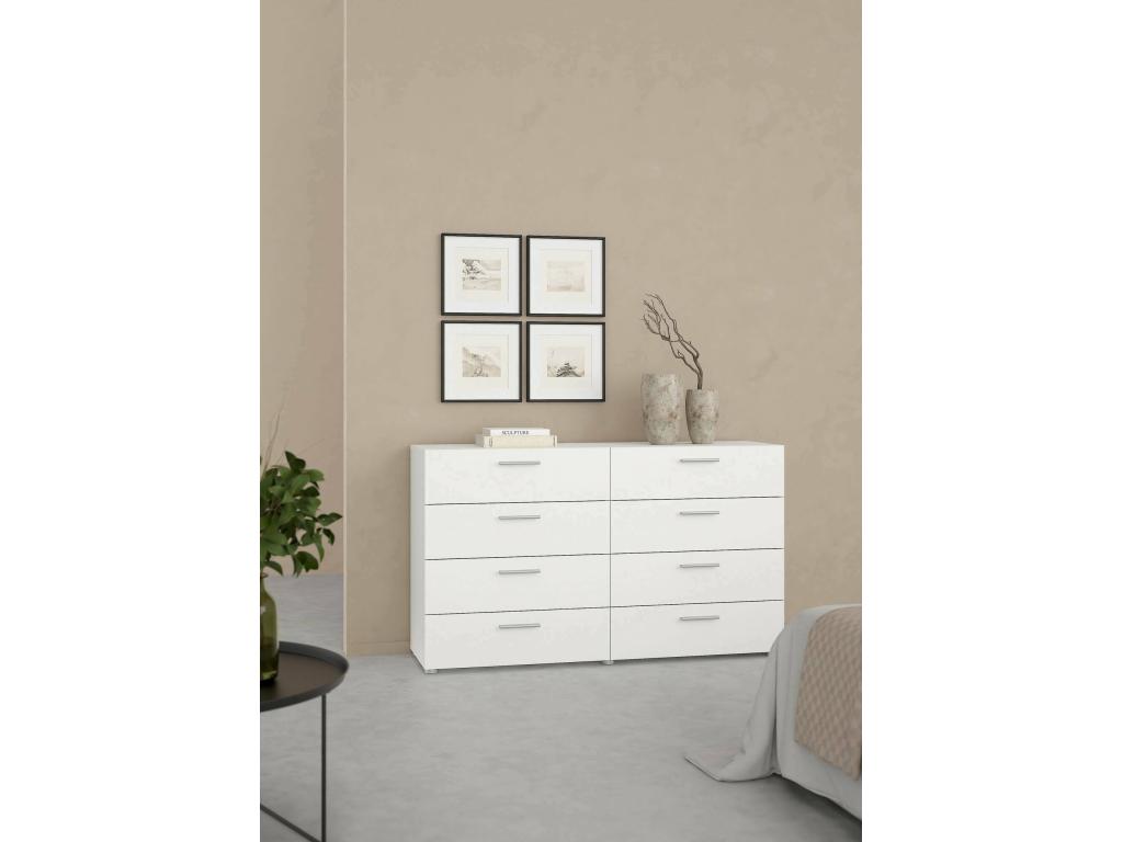 Aparador Dsattol, Bufé de salón, Aparador de salón, Despensa de cocina, 140x40 h82 cm, Blanco