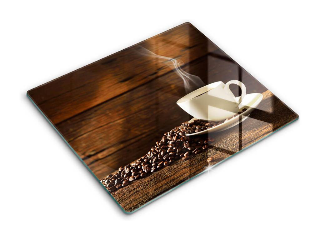 Tabla de cocina rectangular de cristal, 60x52 cm Taza de café de madera