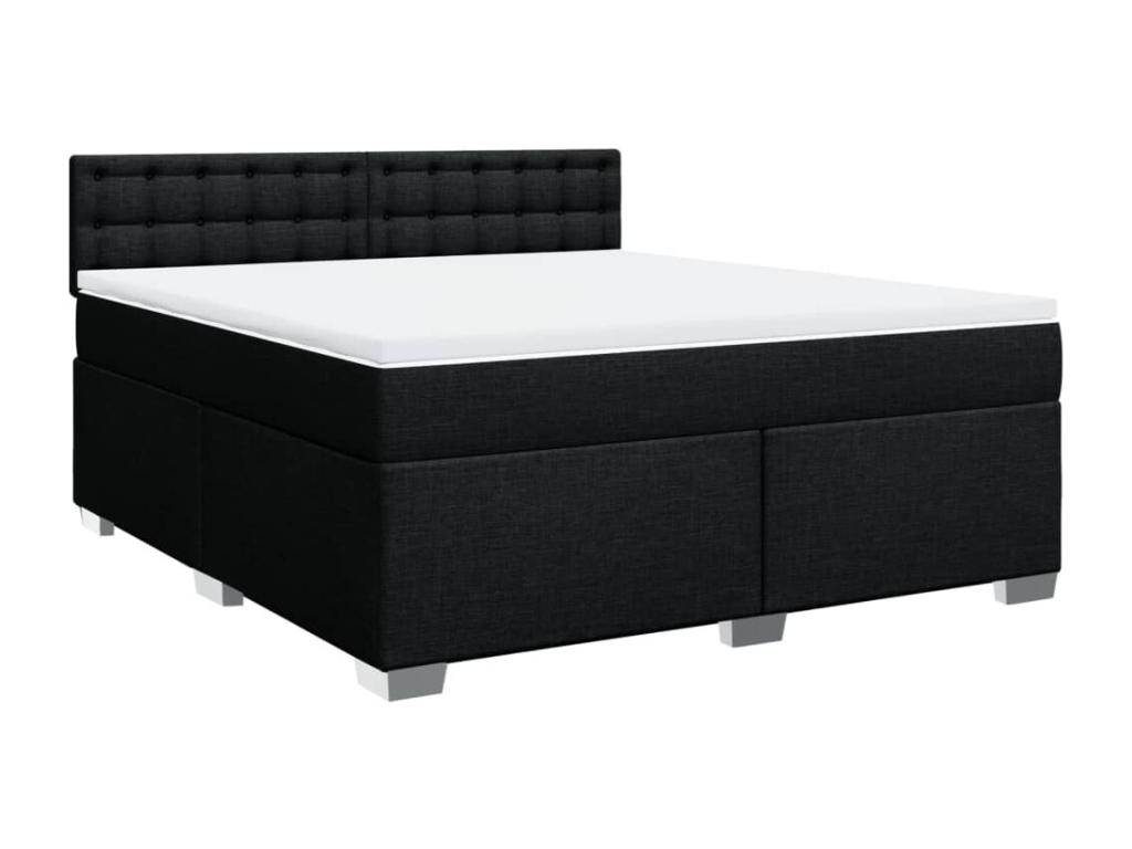 Cama box spring con colchón tela negro 180x200 cm