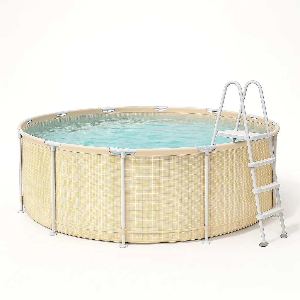 Piscina tubular redonda desmontable 448x105 cm Beige con filtro y escalera aNRNiZu302cJ