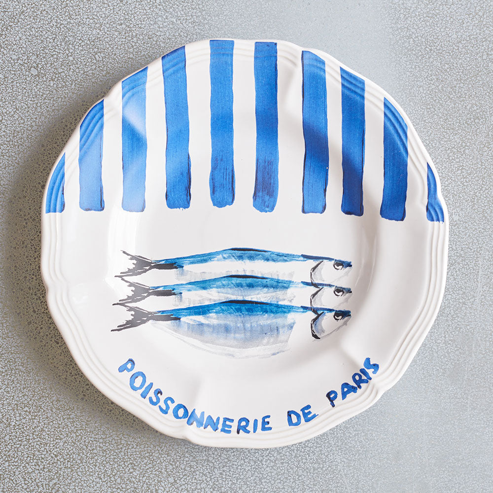 Assiette plate en faïence Poissonnerie
