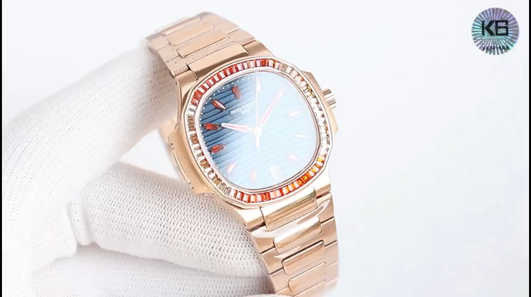 Patek Philippe Nautilus Ladies Rose Gold Blue Dial 7118 35.2mm