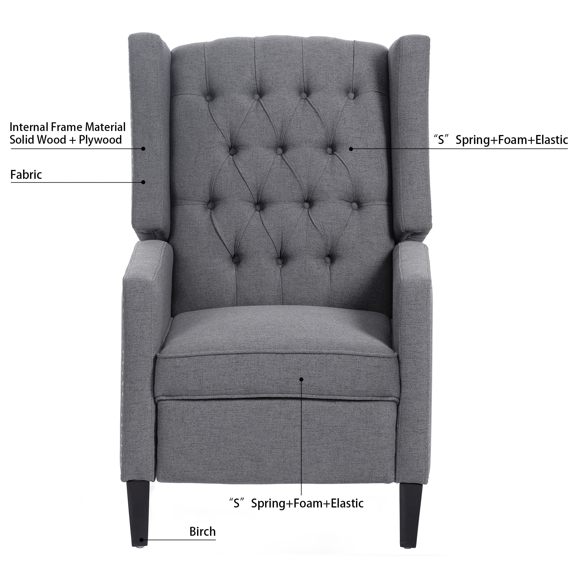 Recliner Chair, Living Room Chairs with Arms, Adjustable Single Reclining Sofa, Home Theater Seating Arm Chair with Thick Padded Seat, Footrest, Lounge Chair for Bedroom, Blue - Image 23