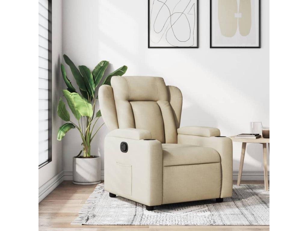Sillón reclinable de tela crema