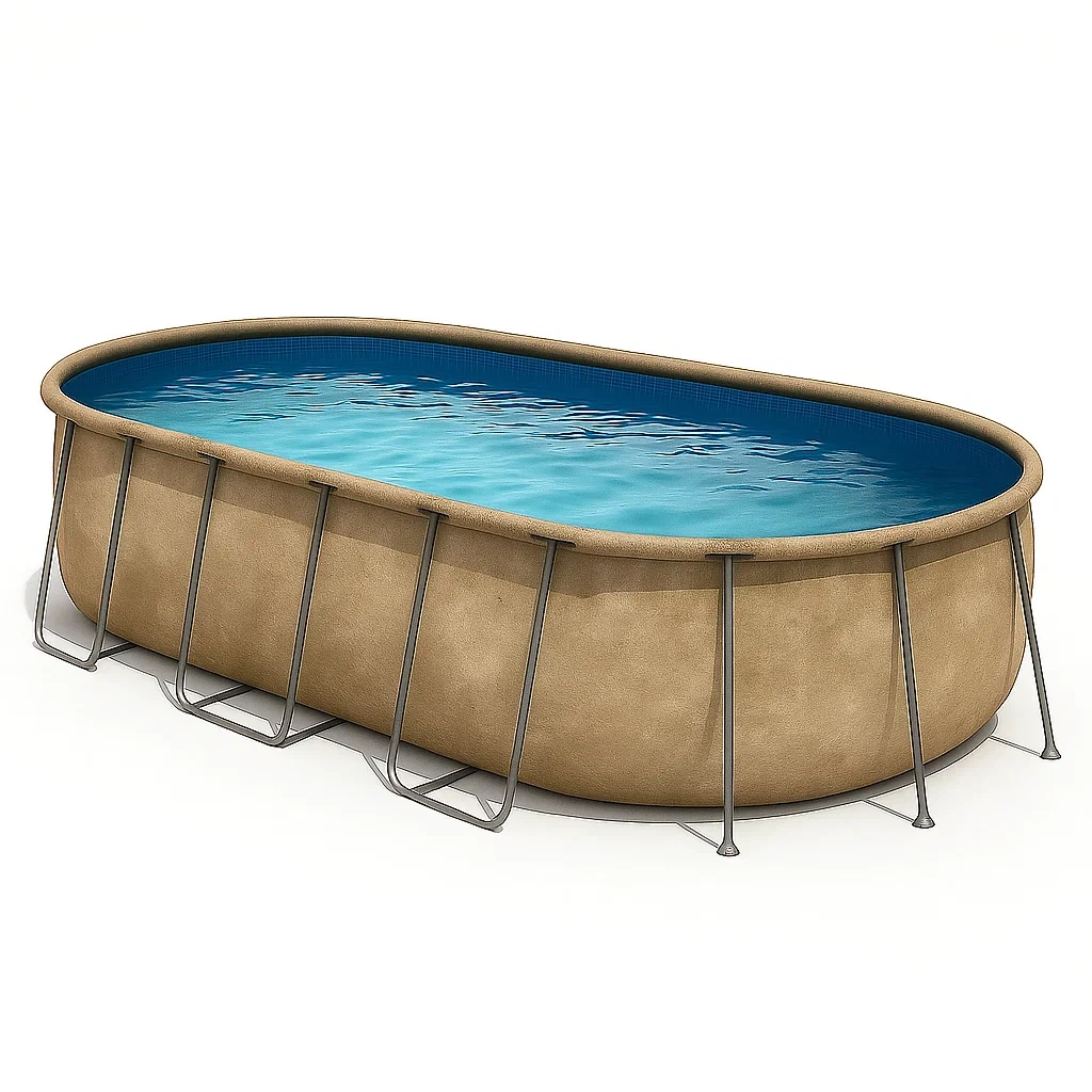 Piscina tubular ovalada desmontable con estructura de acero 472x286x104 cm beige/azul  hEvJMaK154kr