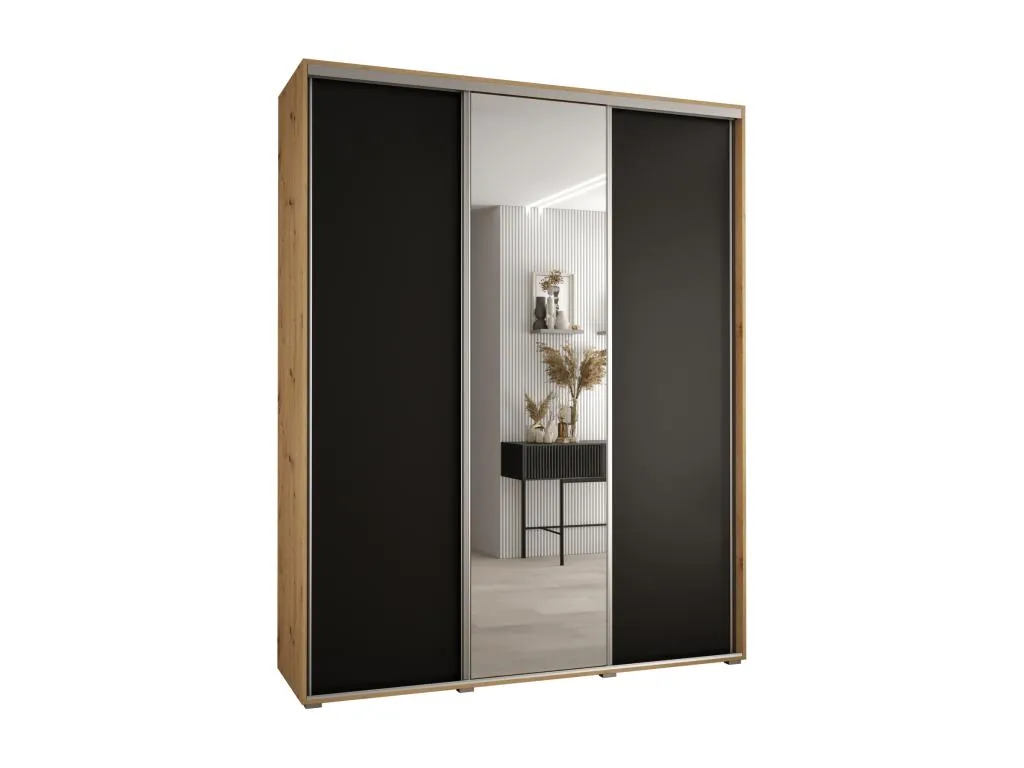 ARMARIO Decounico 3 DE PUERTAS CORREDERAS 235.2/200/60 3 puertas (Artisan/Negro/Plata)