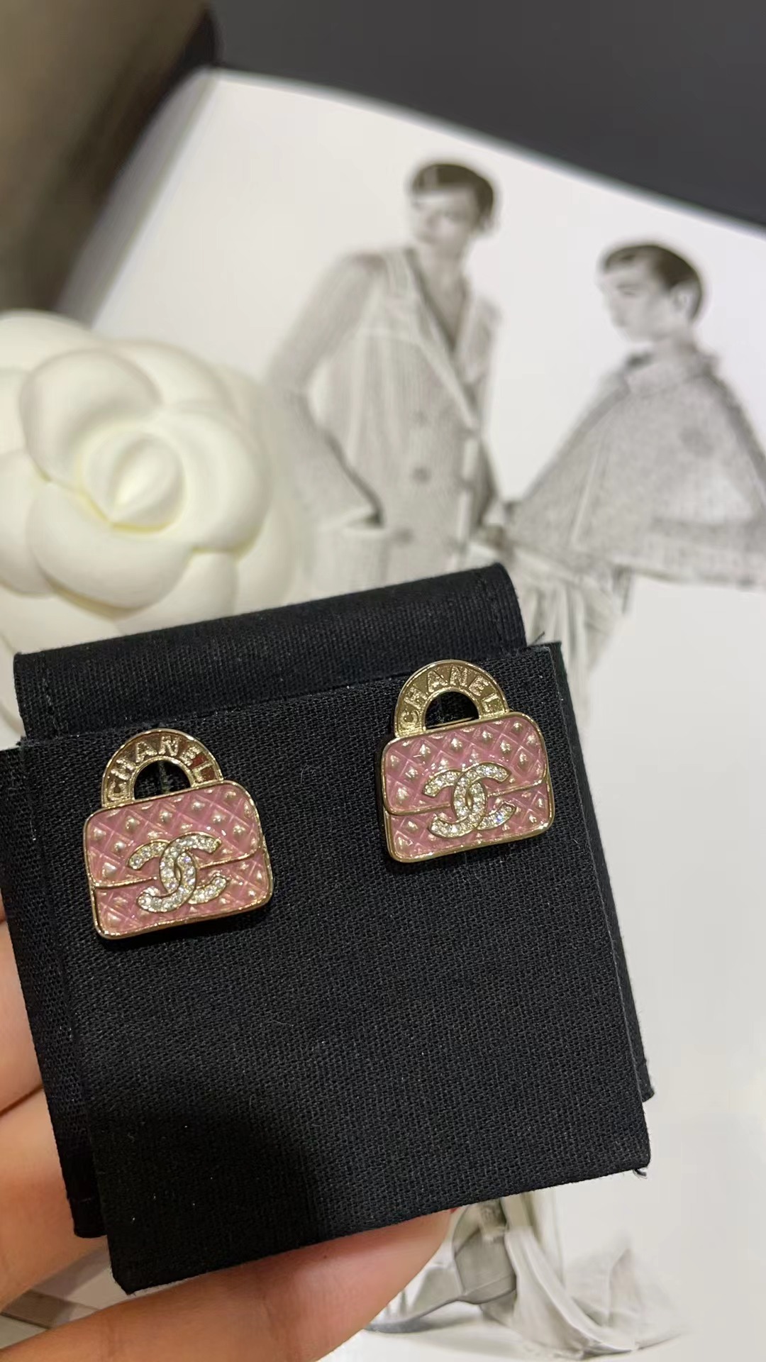 Chanel Pink Bag Earrings - Original Replica Club