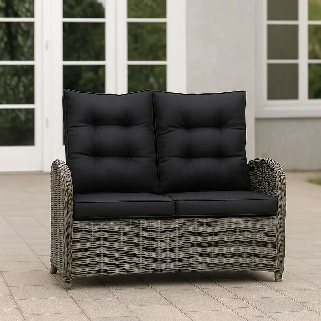 Sofá de exterior,negro,aluminio,jardín o terraza,122x71x102 cm