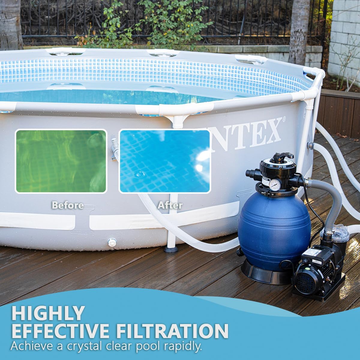 XtremepowerUS 13" Sand Filter Pump, 2400 GPH Xtreme Power Pool Pump for Above Ground Pools, .75HP - Image 9
