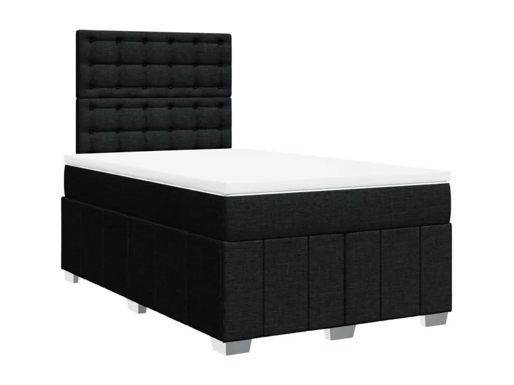 Cama box spring con colchón tela negro 120x200 cm erq3521513
