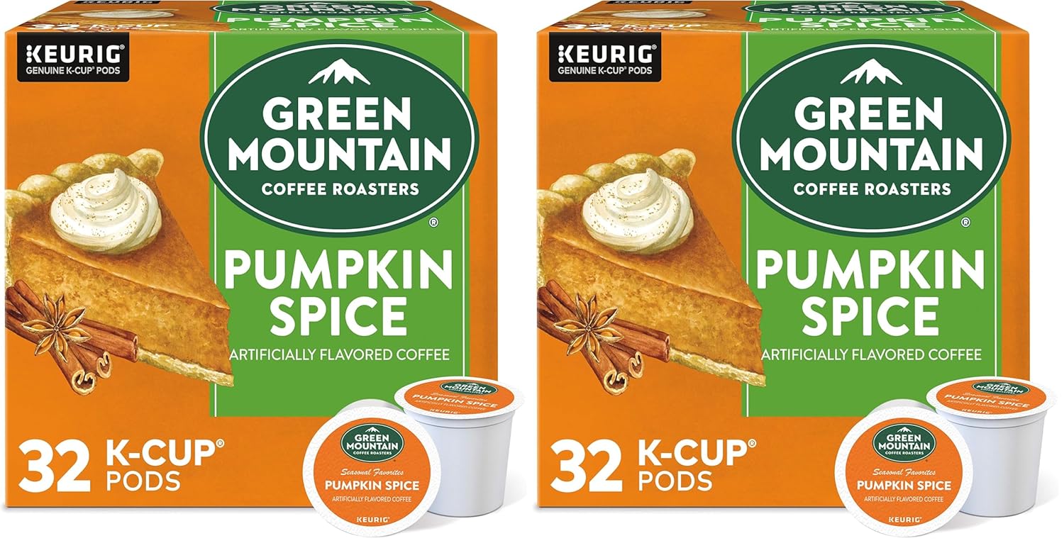 Green Mountain Coffee Roasters Seasonal Selections Pumpkin Spice. Keurig Single-Serve K-Cup Pods. Light Roast Cofee. 32 Count (Pack of 2)