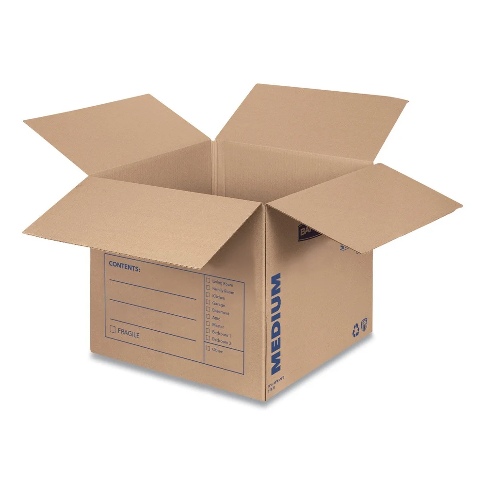 Bankers Box 7713901 SmoothMove Basic 18 in. x 18 in. x 16 in. Moving Boxes - Medium, Brown/Blue (20/Carton) - image 2