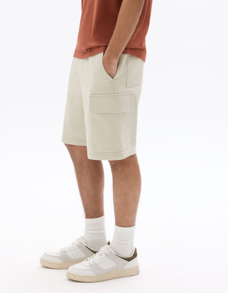 Stretch Cotton Cargo Shorts - Beige