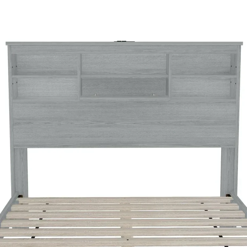Vintage Queen Size Bedroom Set: 4-Piece Wooden Bed Frame with 2 Nightstands and 1 Dresser