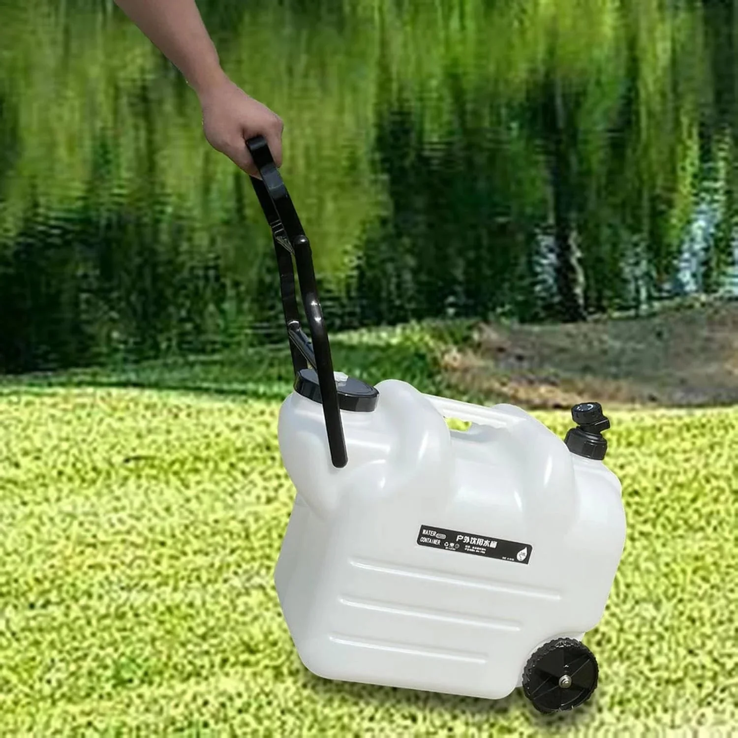 Wheeled Water Storage Container With Handle And Faucet, 28L PE, 49cmx27cmx39.9cm - Image 3 Wheeled Water Storage Container With Handle And Faucet, 28L PE, 49cmx27cmx39.9cm - Image 3